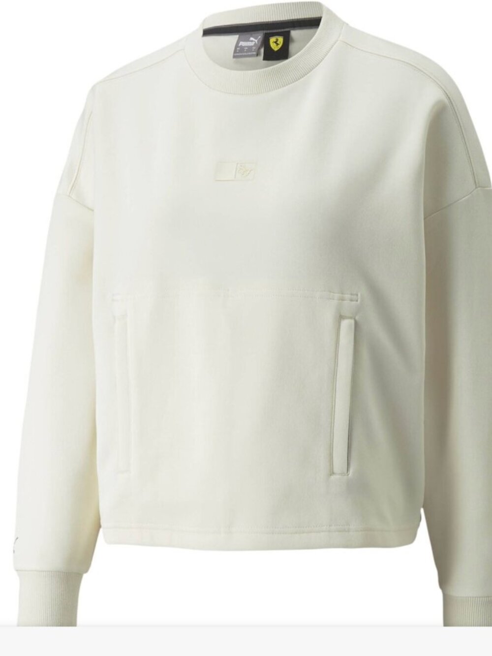 Puma x Scuderia Ferrari Tonal Cream Cropped Crewneck Sweatshirt